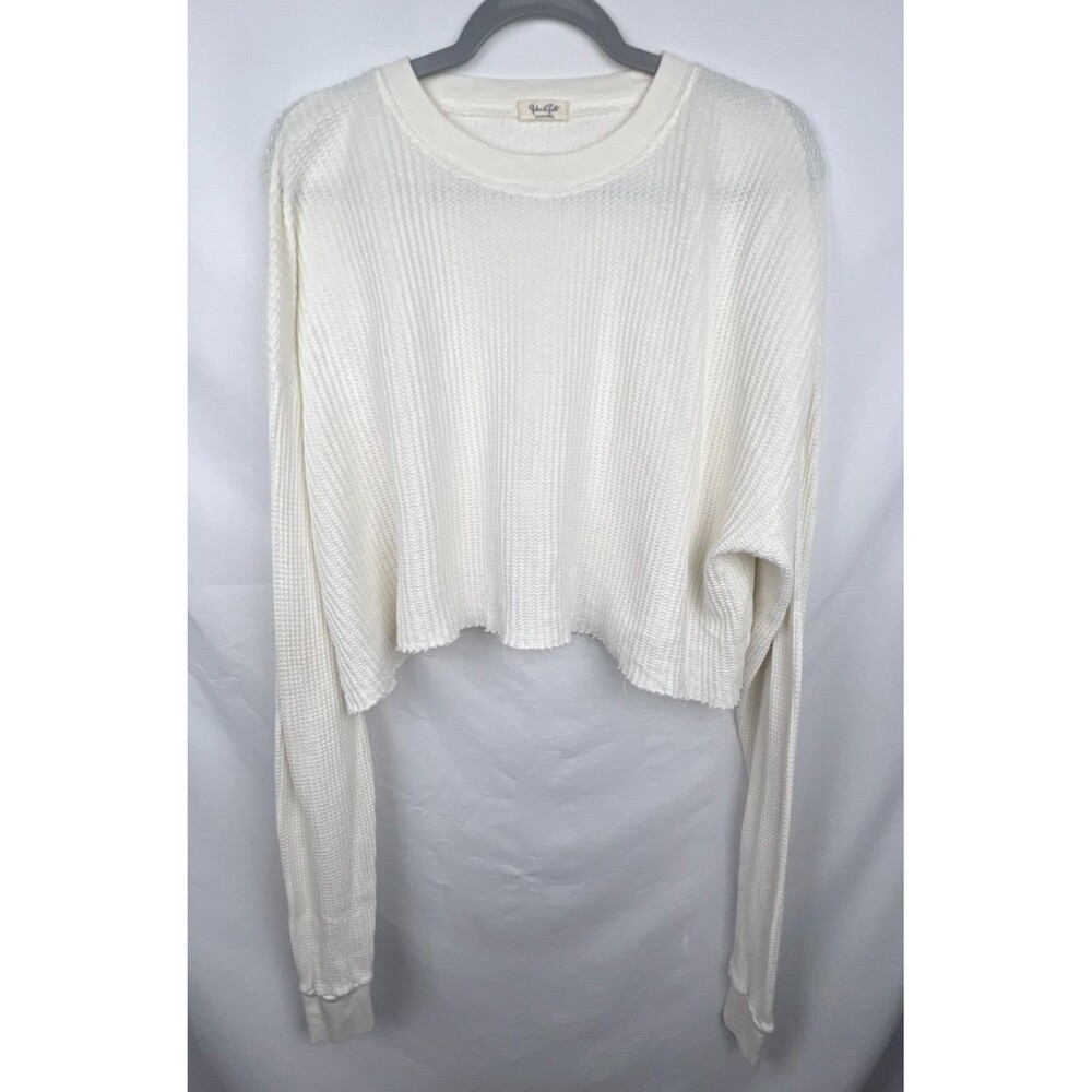 John Galt California White Waffle Knit Crop Top One Size Made in Italy Minimalis